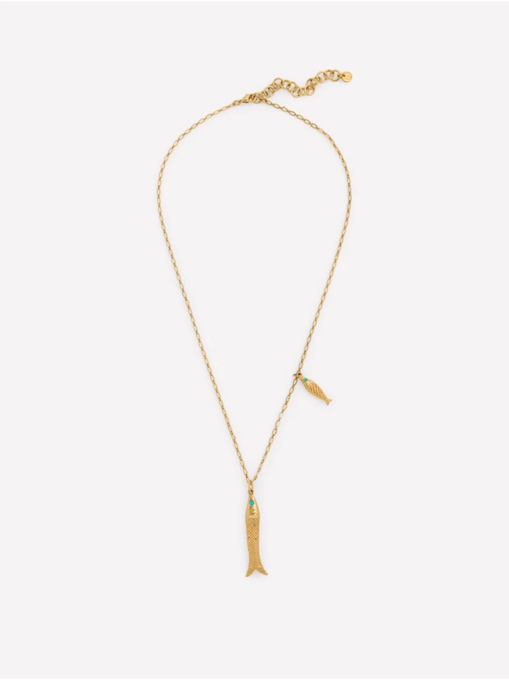 Boden Long Charm Pendant Necklace – Fish – Gold Tone – New on Card